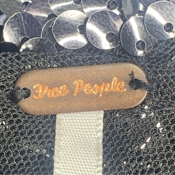 Free People Moonstruck Open Back Black Sequins Top Long Sleeve Size S - Picture 14 of 16